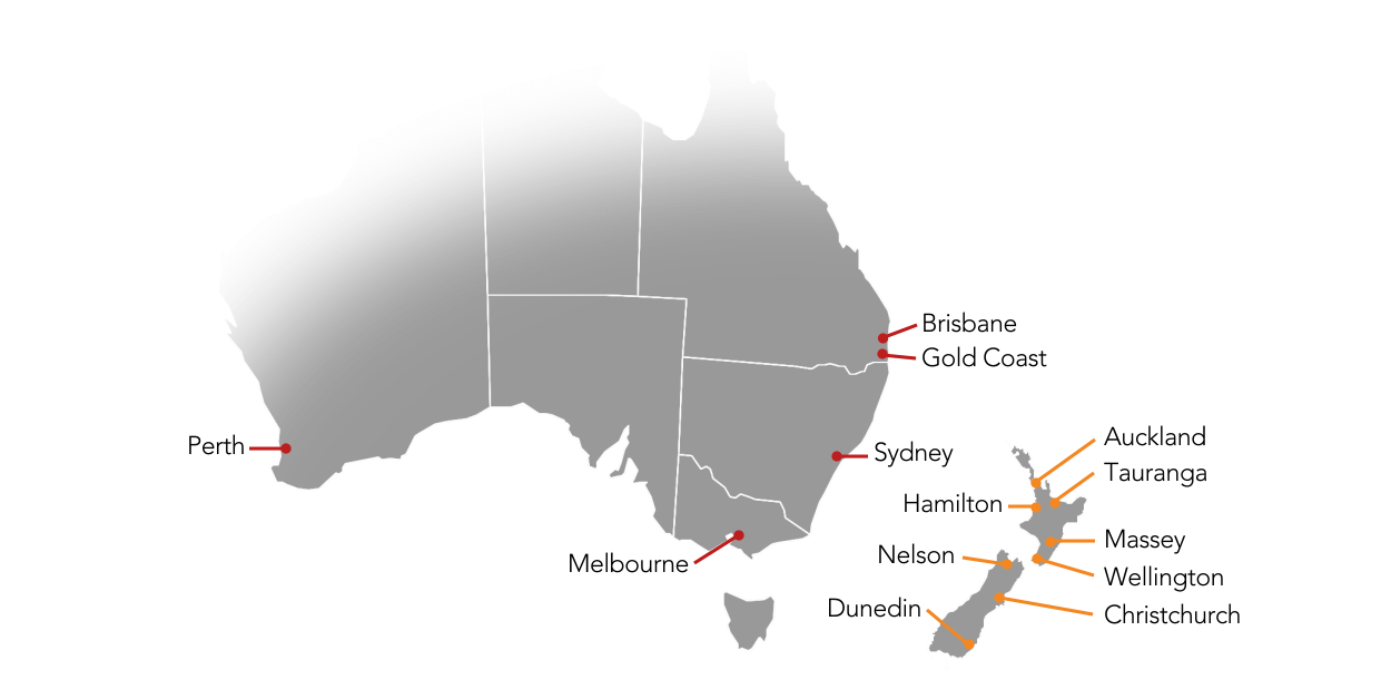 Trans Tasman Map Orbit World Travel